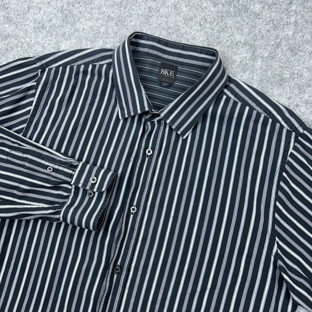 Buckle Shirt Men XL Black Gray Striped BKE Contour Western Long Sleeve Button Up